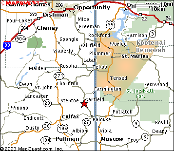 Area map of J. E. Love Company in Garfield Washington